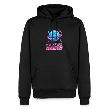 Uranus Quoi de neuf, Uranus ? - Sweat à capuche Premium bio Homme - noir - Devant - Nico (187cm)