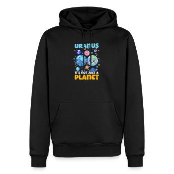 Uranus Uranus, ce n'est pas qu'une planète ! - Sweat à capuche Premium bio Homme - noir - Devant - Nico (187cm)