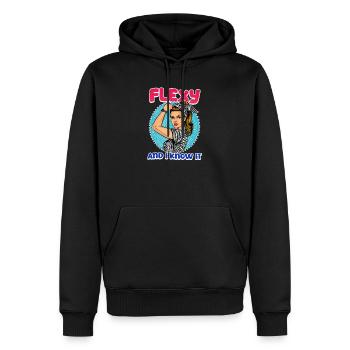Ehlers Danlos Flexy und ich weiß es - Männer Premium Bio Hoodie - Schwarz - Vorne - Nico (187cm)