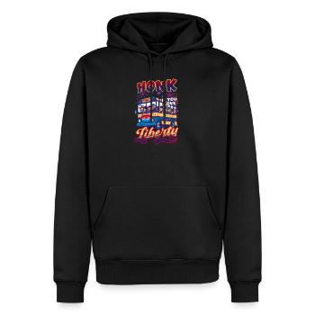 Patriotischer Busfahrer Hupe, wenn Sie die Freiheit lieben! - Männer Premium Bio Hoodie - Schwarz - Vorne - Nico (187cm)