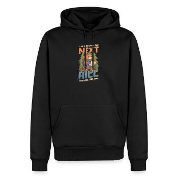 Drôle de camping sur la colline pour de vrai cette fois - Sweat à capuche Premium bio Homme - noir - Devant - Nico (187cm)