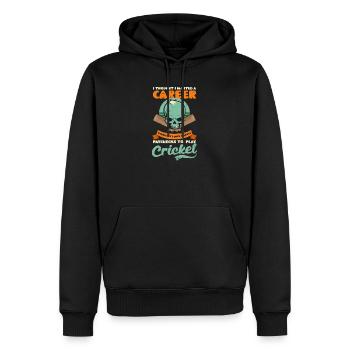 Cricket Player Wanted Paychecks For Cricket - Men’s Premium Organic Hoodie - black - Front - Nico (187cm)