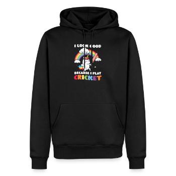 Cricketspieler sehen gut aus, weil sie spielen - Männer Premium Bio Hoodie - Schwarz - Vorne - Nico (187cm)