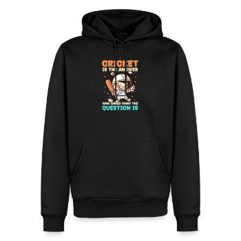 Cricket Player Who Cares What Question - Men’s Premium Organic Hoodie - black - Front - Nico (187cm)