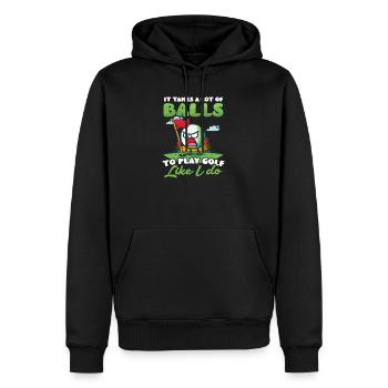 Golfen Spielen wie ich - Männer Premium Bio Hoodie - Schwarz - Vorne - Nico (187cm)