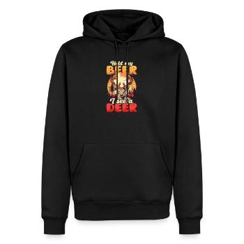 Jäger Hold My Beer See A Deer - Männer Premium Bio Hoodie - Schwarz - Vorne - Nico (187cm)