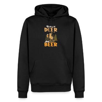 Chasseur de bière et de cerf - Sweat à capuche Premium bio Homme - noir - Devant - Nico (187cm)