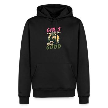 Les filles chasseuses donnent une belle apparence à la chasse - Sweat à capuche Premium bio Homme - noir - Devant - Nico (187cm)