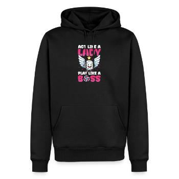 Joueur de volley-ball Act Lady Play - Sweat à capuche Premium bio Homme - noir - Devant - Nico (187cm)