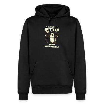Le joueur de volley-ball est meilleur avec le volley-ball - Sweat à capuche Premium bio Homme - noir - Devant - Nico (187cm)