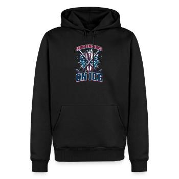 4 juillet Hockey Independence on Ice - Sweat à capuche Premium bio Homme - noir - Devant - Nico (187cm)