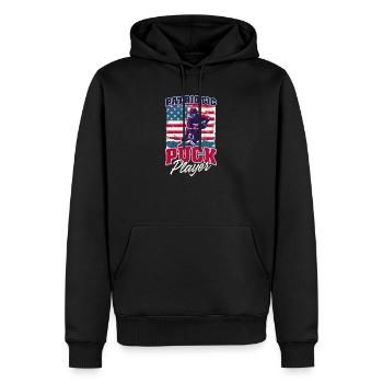 4. Juli Hockey Patriotischer Puckspieler - Männer Premium Bio Hoodie - Schwarz - Vorne - Nico (187cm)