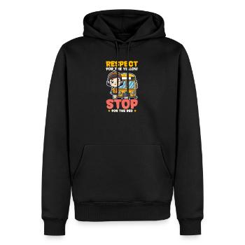 Busfahrer respektieren Gelb Stopp Rot - Männer Premium Bio Hoodie - Schwarz - Vorne - Nico (187cm)