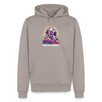 Football Maman Saccage Compétition Maman vs Blanchisserie - Sweat à capuche Premium bio Homme - taupe - Devant - Nico (187cm)