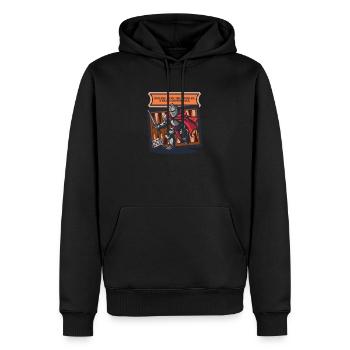 Lustiges Backgammon-Rollen mit den Doppeln - Männer Premium Bio Hoodie - Schwarz - Vorne - Nico (187cm)