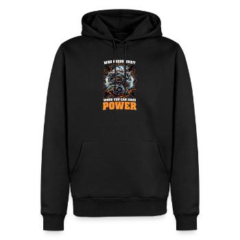 Dieselauto-Liebhaber, der Ruhe braucht, wenn er Pulver haben kann - Männer Premium Bio Hoodie - Schwarz - Vorne - Nico (187cm)