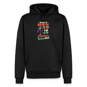 Le roller derby résout la plupart des problèmes Wine Rest - Sweat à capuche Premium bio Homme - noir - Devant - Nico (187cm)