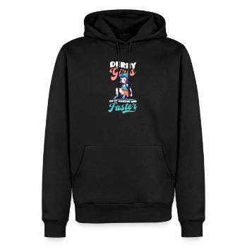 Roller Derby : Les filles à roulettes font plus fort et plus vite - Sweat à capuche Premium bio Homme - noir - Devant - Nico (187cm)
