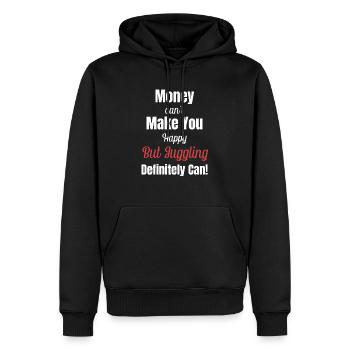 Geld Kann Dich Nicht Glücklich Machen, Aber - Männer Premium Bio Hoodie - Schwarz - Vorne - Nico (187cm)