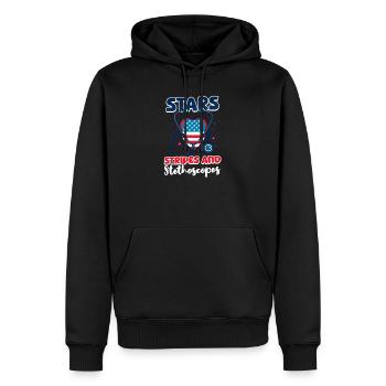 Patriotische Krankenschwester Sterne, Streifen und Stethoskope - Männer Premium Bio Hoodie - Schwarz - Vorne - Nico (187cm)