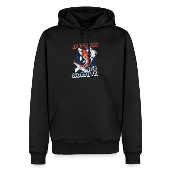Poisson koï Si c’est Koi, ça vaut le coup ! - Sweat à capuche Premium bio Homme - noir - Devant - Nico (187cm)