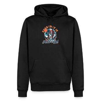 Les poissons koï tous les jours sont des étangs - Sweat à capuche Premium bio Homme - noir - Devant - Nico (187cm)