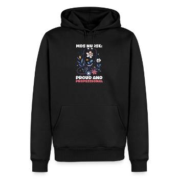 Infirmière MDS Infirmière MDS : fière et professionnelle - Sweat à capuche Premium bio Homme - noir - Devant - Nico (187cm)