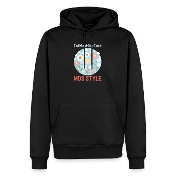 Infirmière MDS Cultiver les soins, style MDS - Sweat à capuche Premium bio Homme - noir - Devant - Nico (187cm)