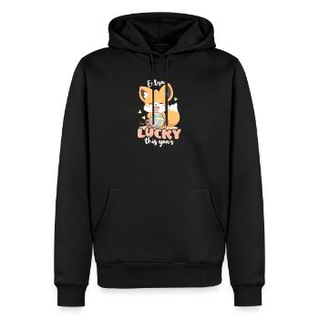La grossesse de volleyball est très chanceuse cette année - Sweat à capuche Premium bio Homme - noir - Devant - Nico (187cm)