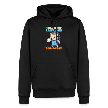 Volley-ball Grossesse Ma dernière Sérieusement - Sweat à capuche Premium bio Homme - noir - Devant - Nico (187cm)