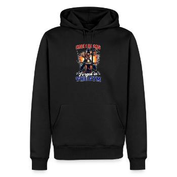 Bras de fer biceps flexibles : forgés dans le gymnase - Sweat à capuche Premium bio Homme - noir - Devant - Nico (187cm)