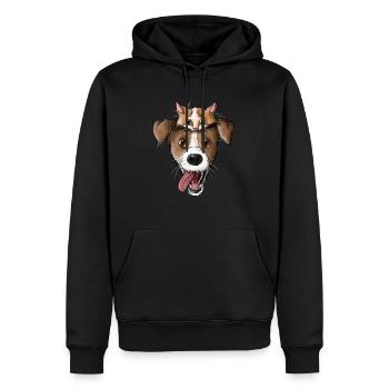 Hund Katze Gesicht 2 - Männer Premium Bio Hoodie - Schwarz - Vorne - Nico (187cm)