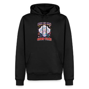 Austernschälen gute Zeit - Männer Premium Bio Hoodie - Schwarz - Vorne - Nico (187cm)