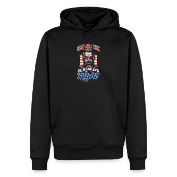 4. Juli Fußballtrainer Trainer hat immer Recht - Männer Premium Bio Hoodie - Schwarz - Vorne - Nico (187cm)