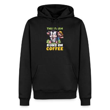 Producteur laitier Cette ferme exploite Cowffee - Sweat à capuche Premium bio Homme - noir - Devant - Nico (187cm)