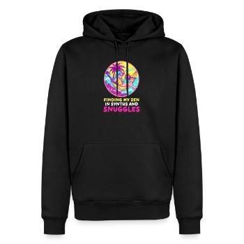 EDM Rave Mom findet mein Zen in Synthesizern und Kuscheln - Männer Premium Bio Hoodie - Schwarz - Vorne - Nico (187cm)