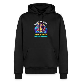 EDM Rave Mom My Heartbeat synchronisiert sich mit Bass Drops - Männer Premium Bio Hoodie - Schwarz - Vorne - Nico (187cm)