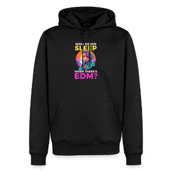 EDM Rave Mama Wer braucht Schlaf, wenn es EDM gibt? - Männer Premium Bio Hoodie - Schwarz - Vorne - Nico (187cm)