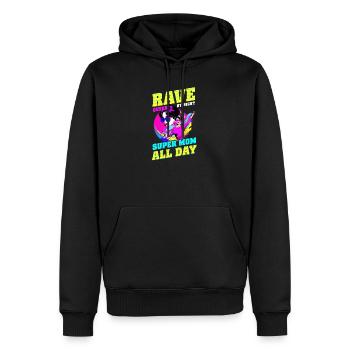 EDM Rave Mom Rave Queen by Night, Super Mom All Da - Sweat à capuche Premium bio Homme - noir - Devant - Nico (187cm)