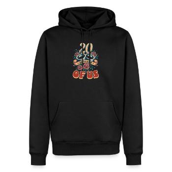20 ans 20 ans de nous - Sweat à capuche Premium bio Homme - noir - Devant - Nico (187cm)