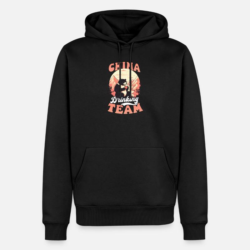 Équipe de buveurs chinois - Sweat à capuche Premium bio Homme - noir