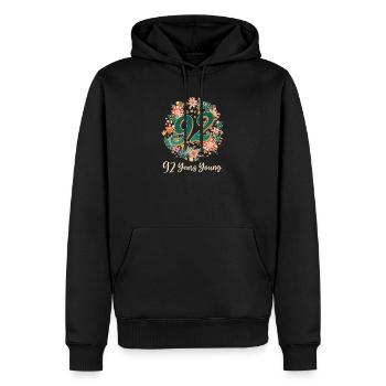 92. Geburtstag 92 Jahre jung - Männer Premium Bio Hoodie - Schwarz - Vorne - Nico (187cm)