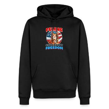 4. Juli Katze Katze Gut Über Freiheit - Männer Premium Bio Hoodie - Schwarz - Vorne - Nico (187cm)