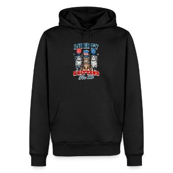 4. Juli Cat Liberty & Kätzchen für alle - Männer Premium Bio Hoodie - Schwarz - Vorne - Nico (187cm)