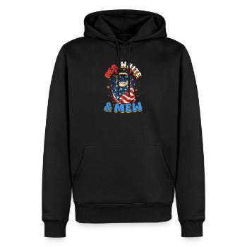 4. Juli Katze Rot, Weiß - Männer Premium Bio Hoodie - Schwarz - Vorne - Nico (187cm)