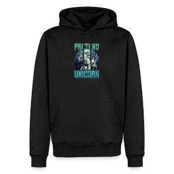 Halloween-Einhorn Tu so, als wäre ich ein Einhorn - Männer Premium Bio Hoodie - Schwarz - Vorne - Nico (187cm)
