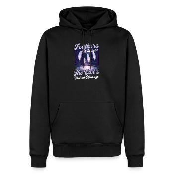 Spirituelle Eule Die heilige Botschaft der Eule - Männer Premium Bio Hoodie - Schwarz - Vorne - Nico (187cm)