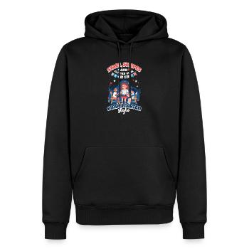 Enseignant de maternelle étoiles rayures paillettes colle - Sweat à capuche Premium bio Homme - noir - Devant - Nico (187cm)