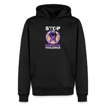 Häusliche Gewalt Stoppen Sie häusliche Gewalt - Männer Premium Bio Hoodie - Schwarz - Vorne - Nico (187cm)