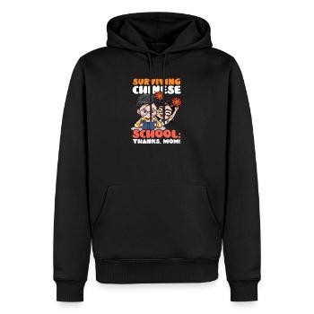 Maman chinoise survivant à l’école chinoise : Merci, maman ! - Sweat à capuche Premium bio Homme - noir - Devant - Nico (187cm)